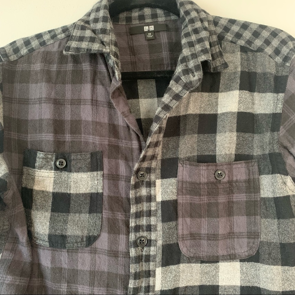 Exclusive 90s Patchwork Plaid Button-Up Long Slee… - image 4